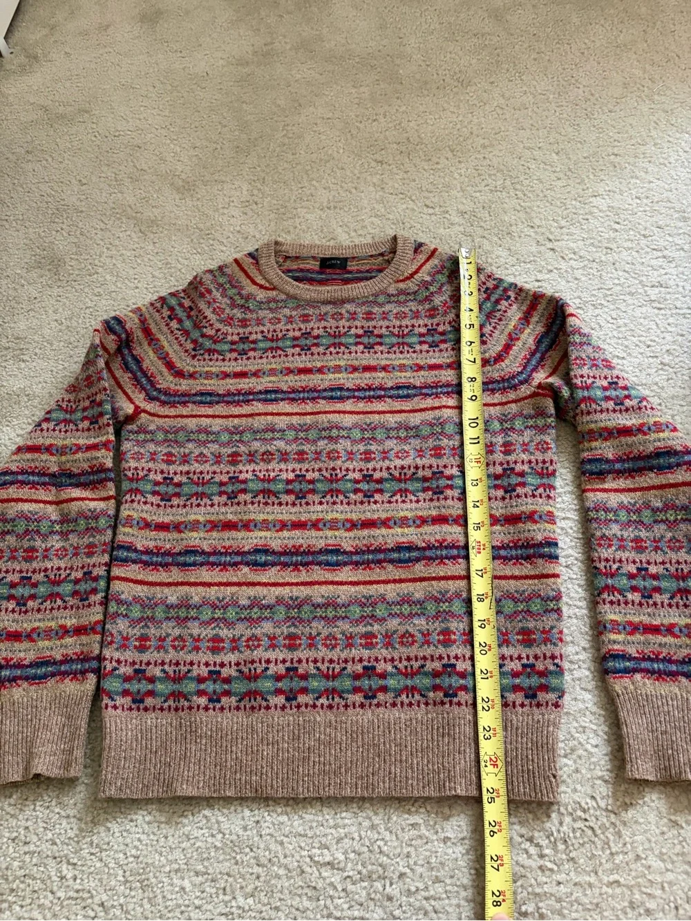 J.CREW 100% Lambswool Fair Isle Crewneck Pullover Sweater classic style